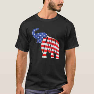 Cute Trump Gift Proud American Flag Elephant For M T-Shirt