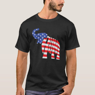 Cute Trump Gift Proud American Flag Elephant For M T-Shirt