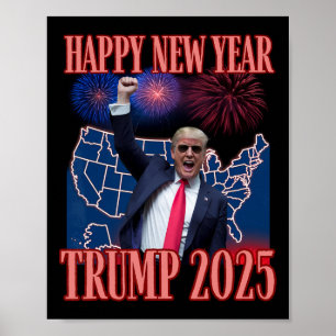 Cute Trump Happy New Year 2025 45 47 Outlaw Won Sa Poster