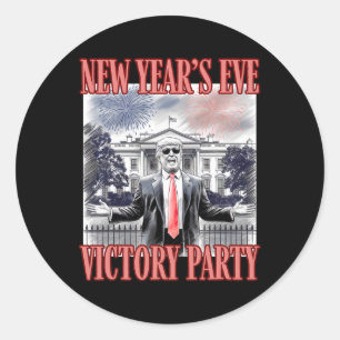 Cute Trump New Year's Eve Victory Party Fireworks Classic Round Sticker
