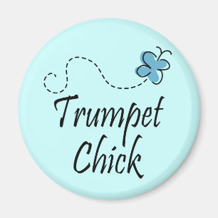Cute Trumpet Chick Music Magnet
