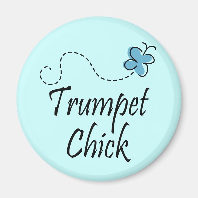 Cute Trumpet Chick Music Magnet (Front)