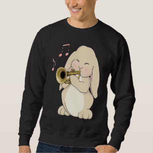 Cute Trumpet Player Bunny Rabbit Music Sweatshirt