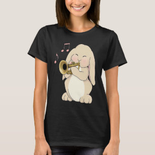 Cute Trumpet Player Bunny Rabbit Music T-Shirt