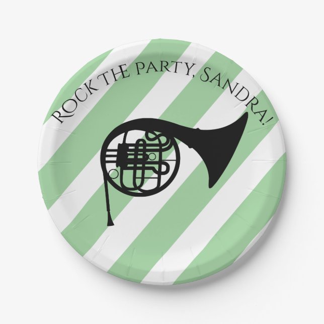 Cute Trumpet Rock And Roll Musical Instruments  Paper Plate (Front)