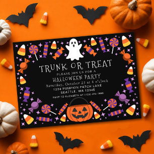 Cute Trunk or Treat Candy Kids Halloween Party  Invitation
