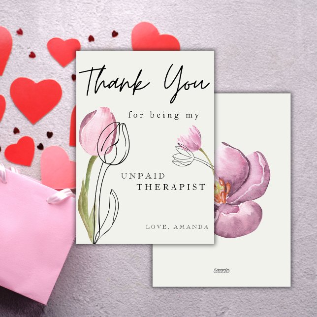 Cute Tulips Watercolor Best Friend Funny  Holiday Card (Creator Uploaded)