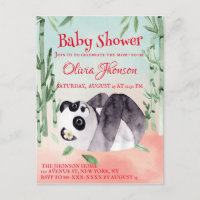 Cute Tumbling Panda Gender Baby Shower Invitation