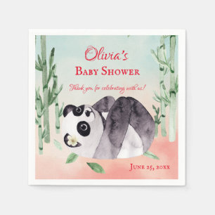 Cute Tumbling Panda Gender Baby Shower Napkin