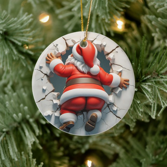 Cute Tumbling Santa Christmas Ceramic Tree Decoration (Tree)