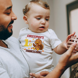 Cute Turkey 1st Thanksgiving Baby Bodysuit
