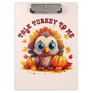Cute Turkey and Autumn Foliage Clipboard