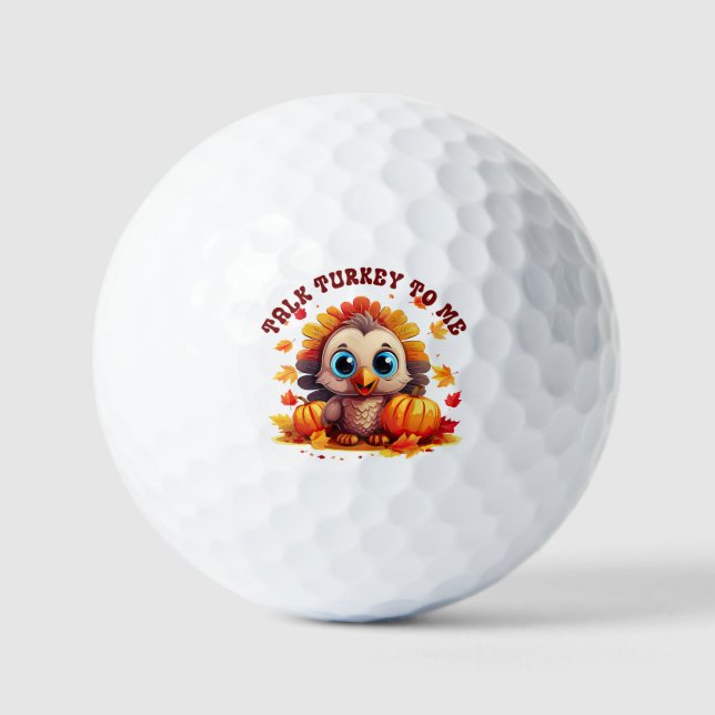 Cute Turkey and Autumn Foliage Golf Balls (Front)