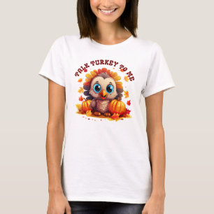 Cute Turkey and Autumn Foliage T-Shirt