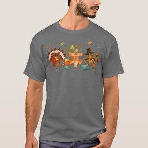 Cute Turkey Autism Awareness Puzzle Pumpkin Thanks T-Shirt