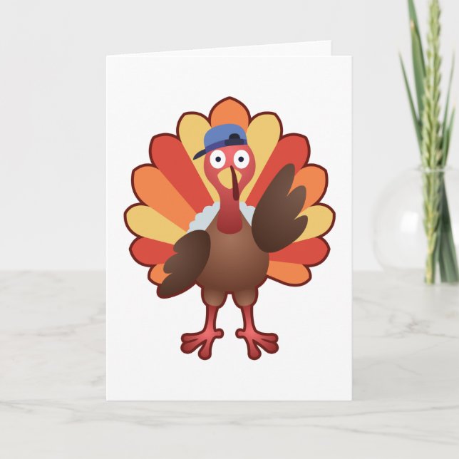 Cute Turkey Boy Gobble - Thanksgiving Gift Card (Front)