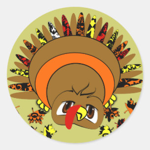 Cute Turkey Classic Round Sticker