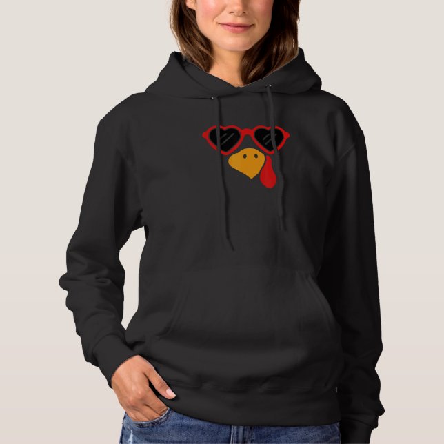 Cute Turkey Face Pilgrim  Thanksgiving Costume Hoodie (Front)