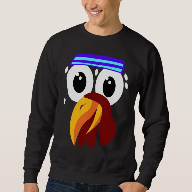 Cute Turkey Face Running  Thanksgiving  Marathon Sweatshirt (Front)