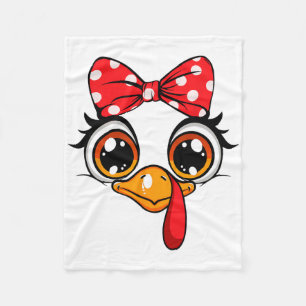Cute Turkey Face Thanksgiving Girls Women Kids Gob Fleece Blanket