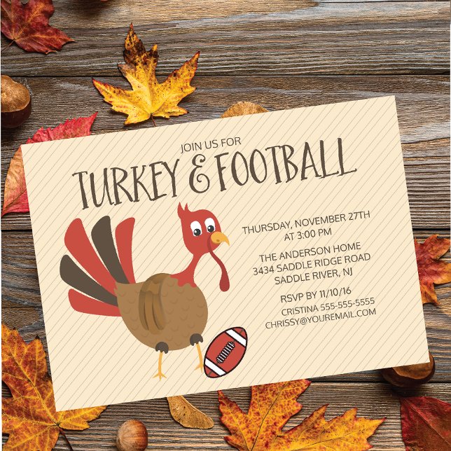 Cute Turkey & Football Thanksgiving Invitation (Creator Uploaded)