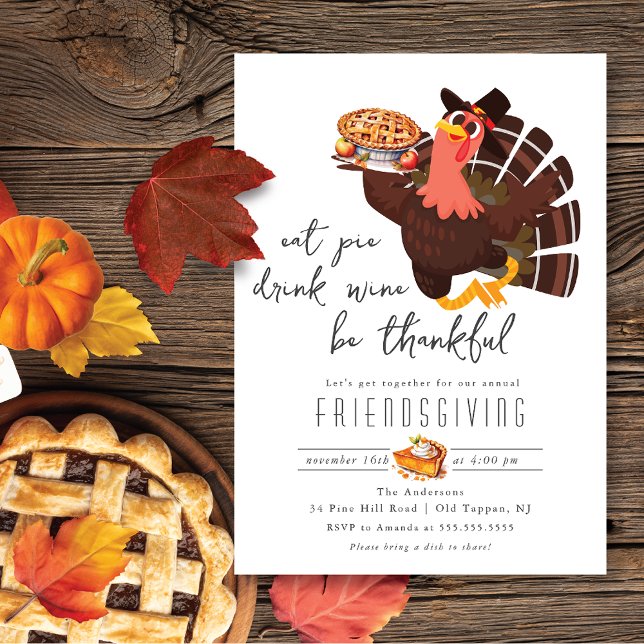 Cute Turkey Friendsgiving Dinner Invitation (Creator Uploaded)