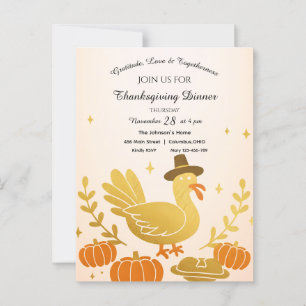 Cute Turkey Fun Family Thanksgiving  Postcard