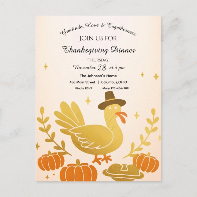 Cute Turkey Fun Family Thanksgiving  Postcard (Front)