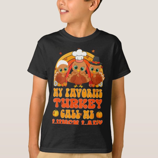 Cute Turkey Gift Funny Kitchen Staff Retro Fall De T-Shirt (Front)