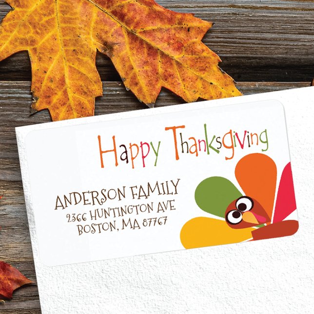 Cute Turkey Happy Thanksgiving Address Label (Creator Uploaded)