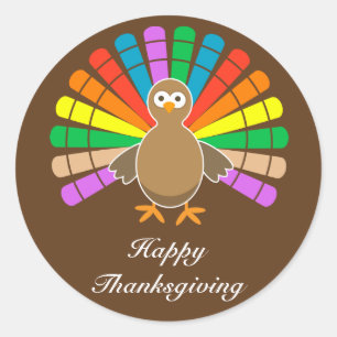 Cute Turkey - Happy Thanksgiving Classic Round Sticker