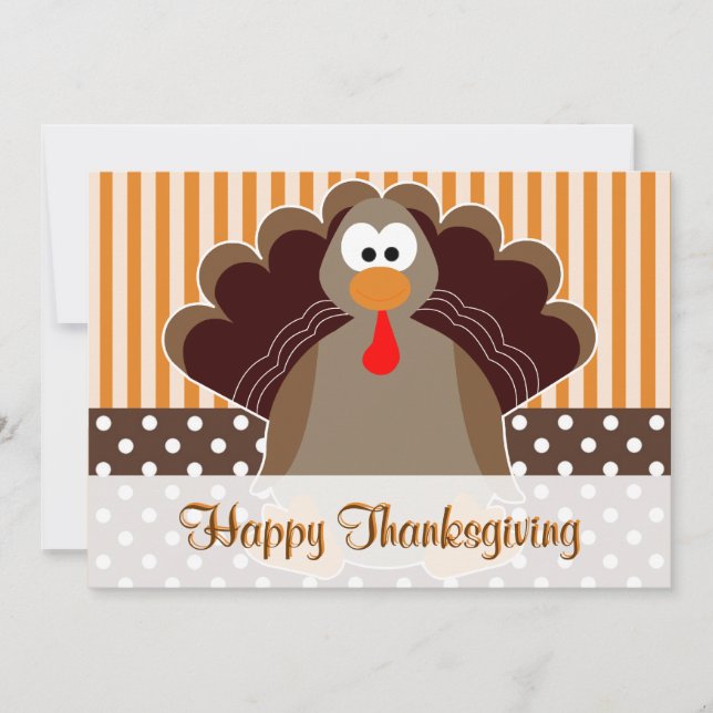Cute Turkey Happy Thanksgiving Flat Card (Front)