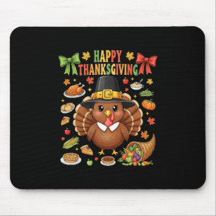 Cute Turkey Happy Thanksgiving Matching Family Wom Mouse Pad