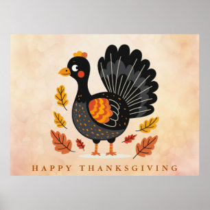 Cute Turkey Happy Thanksgiving Poster