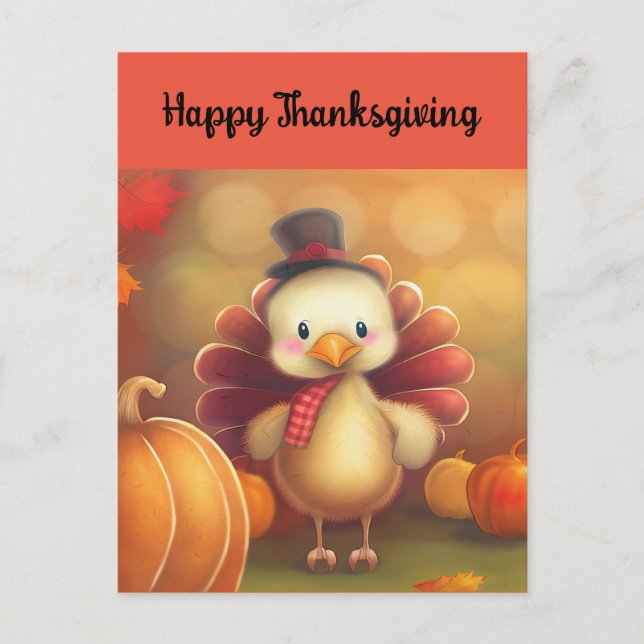 Cute Turkey Holiday Postcard (Front)