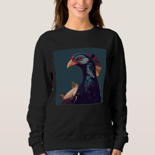 Cute Turkey Illustration Colorful Birds Leaf Women Sweatshirt