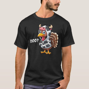 Cute Turkey Moo Cow Funny Turkey Trot Outfit Thank T-Shirt