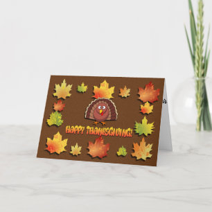 Cute Turkey on Thanksgiving Card