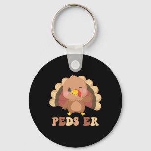 Cute Turkey Peds Er Nurse Paediatrics Thanksgiving Key Ring
