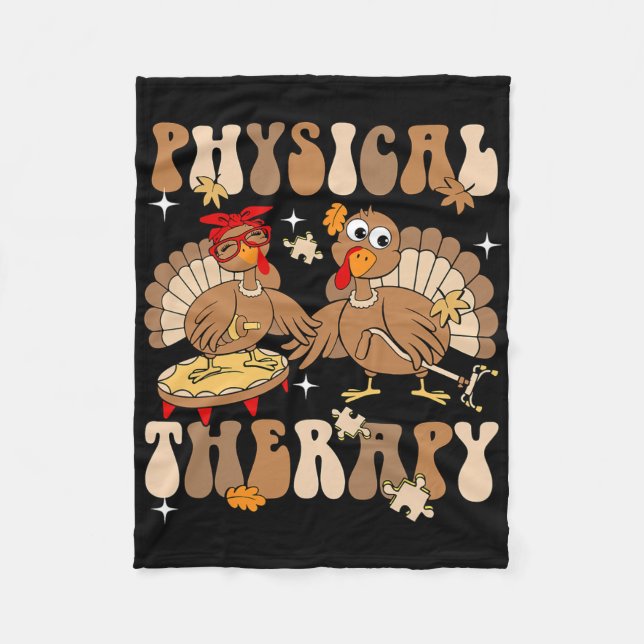 Cute Turkey Physical Therapy Pt Pta Fall Autumn Th Fleece Blanket (Front)