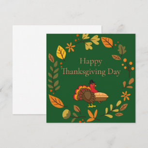 Cute Turkey Pumpkin Pie Thanksgiving Personalise Card
