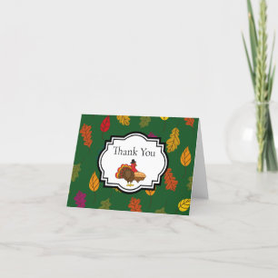 Cute Turkey Pumpkin Pie Thanksgiving Personalise Thank You Card