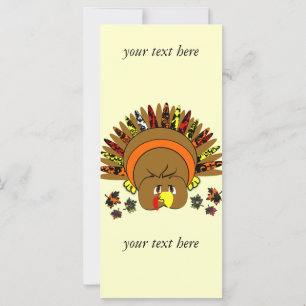 Cute Turkey Rack Card Choose Background Colour