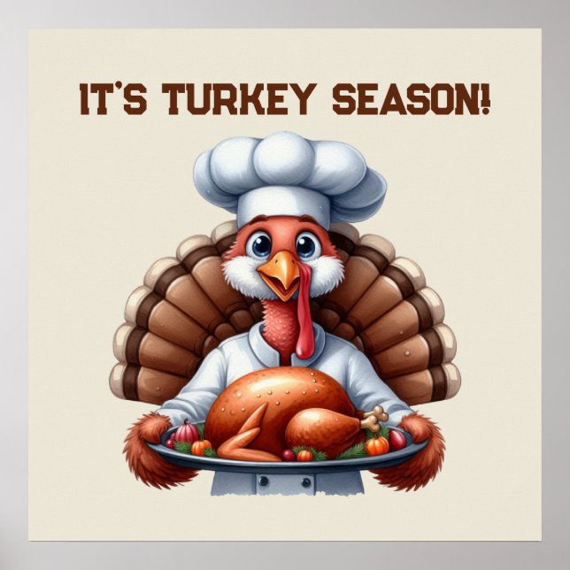 Cute turkey Season Thanksgiving customisable Poster (Front)