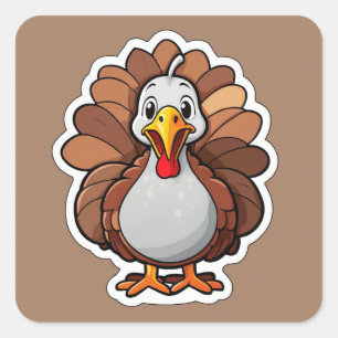 Cute turkey square sticker