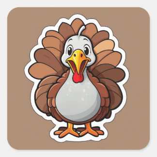 Cute turkey square sticker