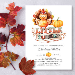 Cute Turkey Thanksgiving Baby Shower Invitation