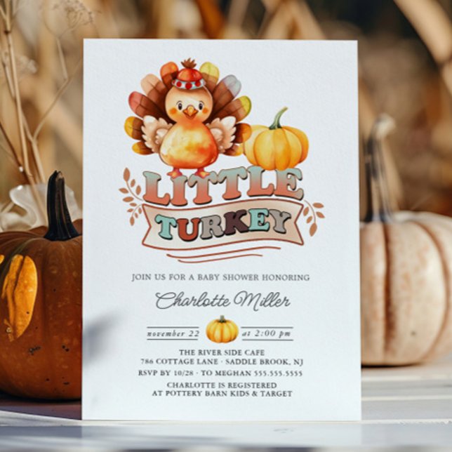 Cute Turkey Thanksgiving Baby Shower Invitation (Creator Uploaded)