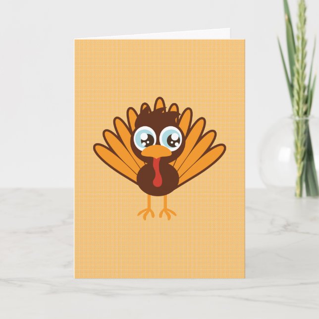 Cute Turkey Thanksgiving Card (Front)