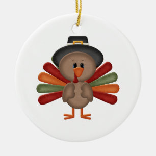Cute Turkey Thanksgiving (customisable) Ceramic Tree Decoration